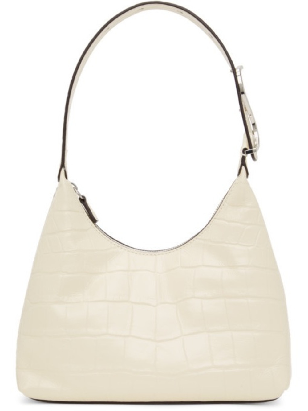 STAUD Scotty Off-White Croc Shoulder Bag